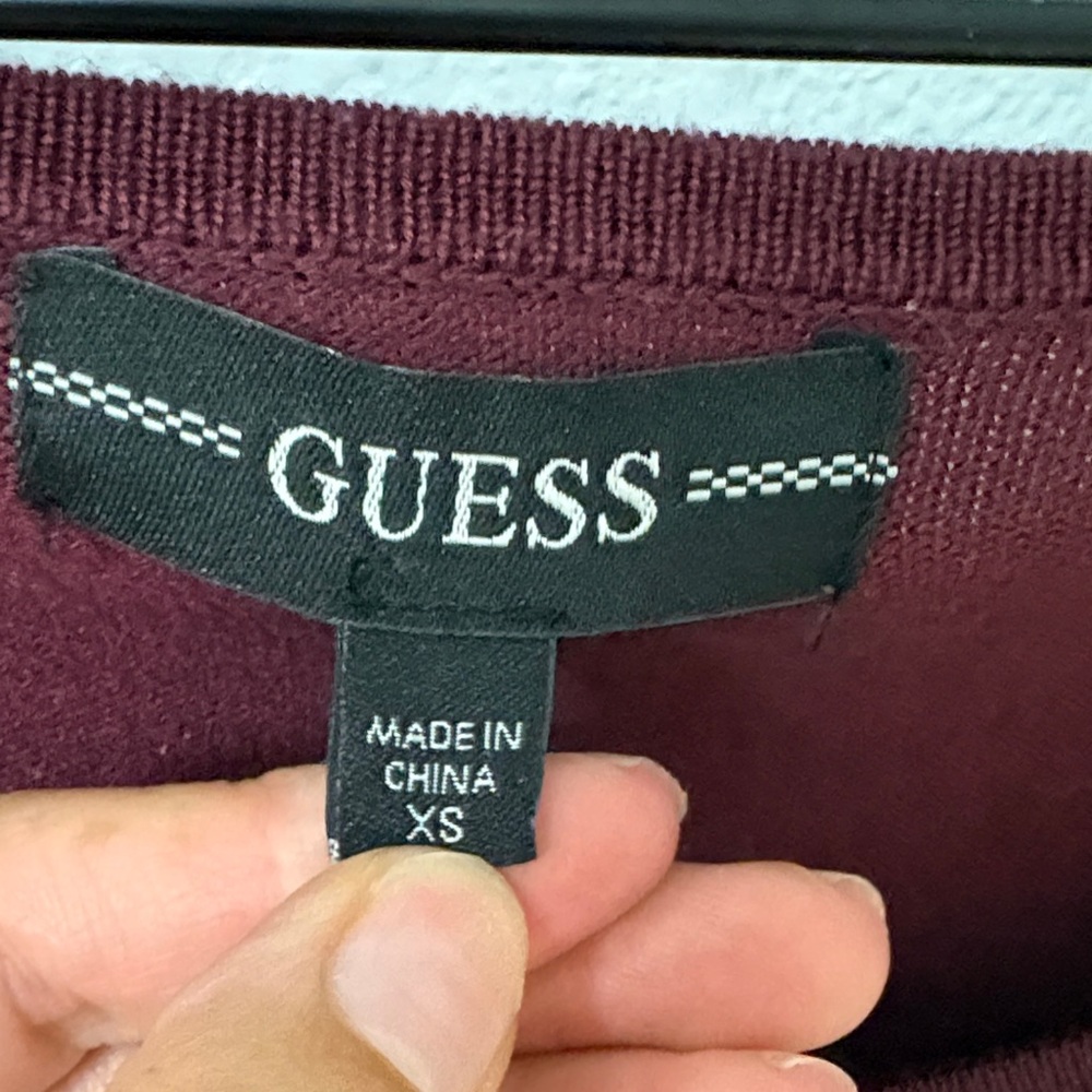 Guess burgundy  Cowl Neck Sweater and crop top sweater Set - Picture 3 of 3